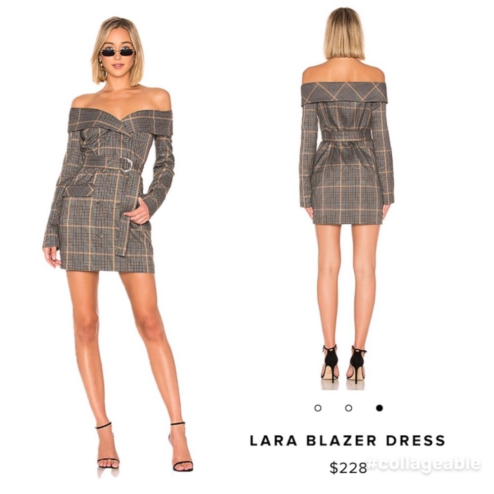 Lovers and Friends x Revolve Lara Blazer plaid Metallic Stripe Sparkle SuitDress